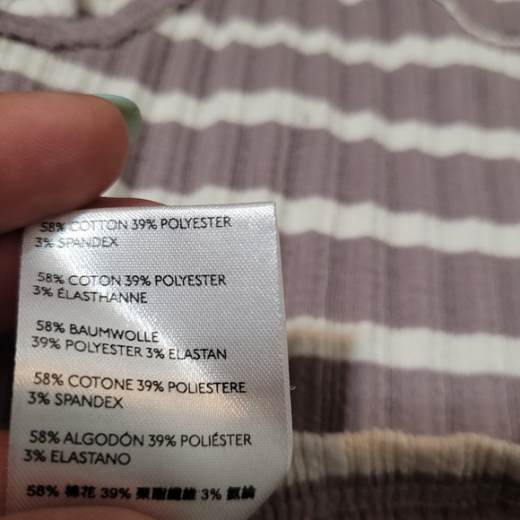 Free People Lilac Stripe Fired Up Cotton Blend Stretch Keyhole Back Tank Top - Picture 8 of 8